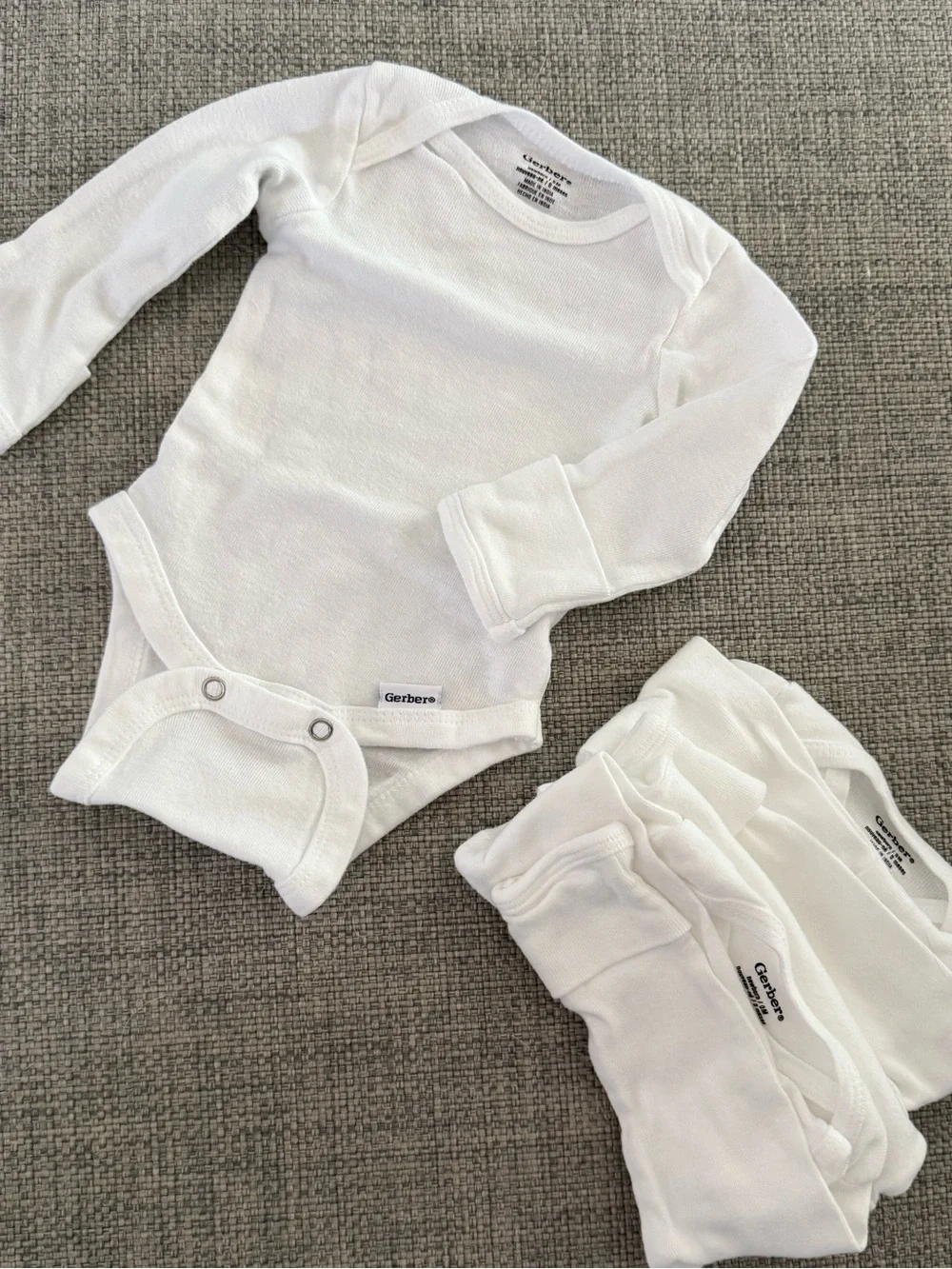 Gerber White Long-Sleeve Baby One-Piece Bodysuits - Pack of 3